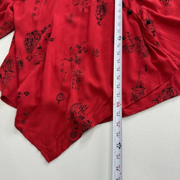 Soft Surroundings Shirt Womens 2X Red Pagoda Lantern Tunic Top Oriental Asian - Picture 12 of 14